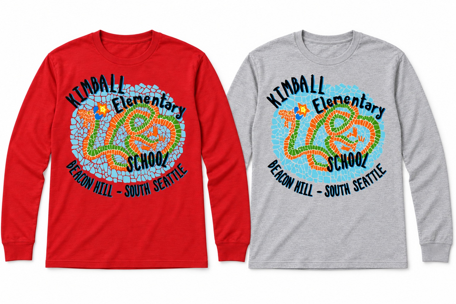 Red and gray Kimball long-sleeve T-shirts